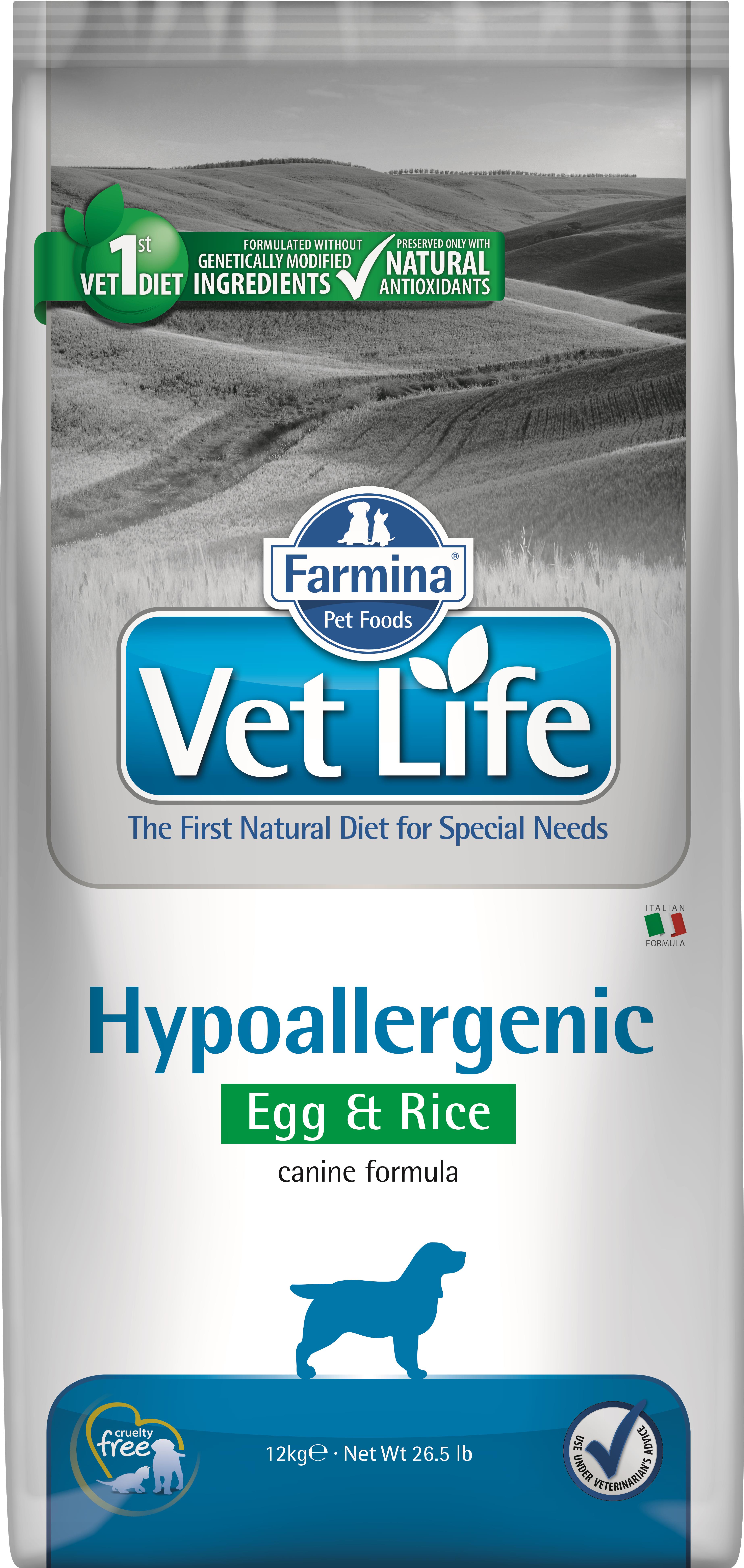Vet Life Natural Dog Hypo Egg & Rice 12 kg