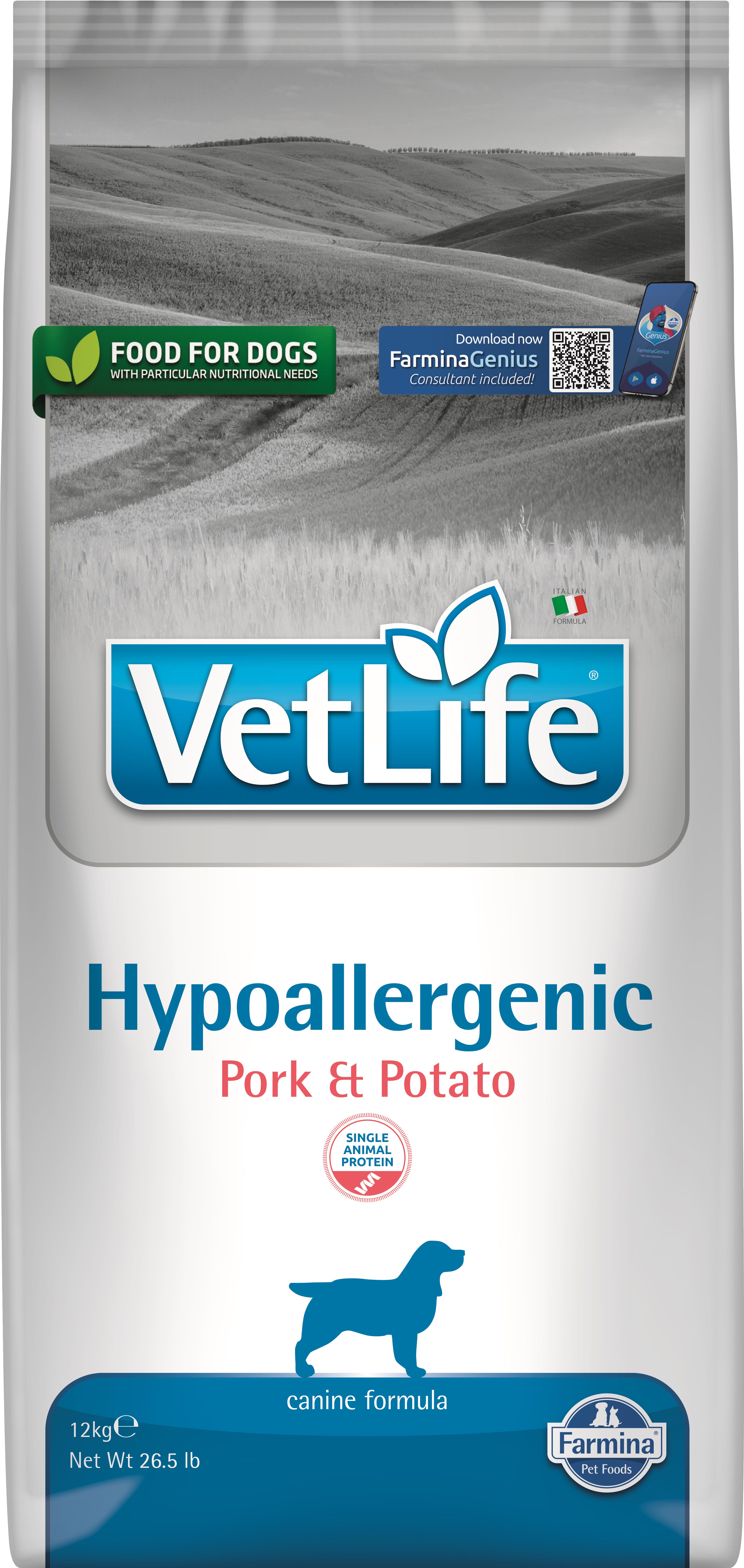 Vet Life Natural Dog Hypo Pork & Potato 12 kg