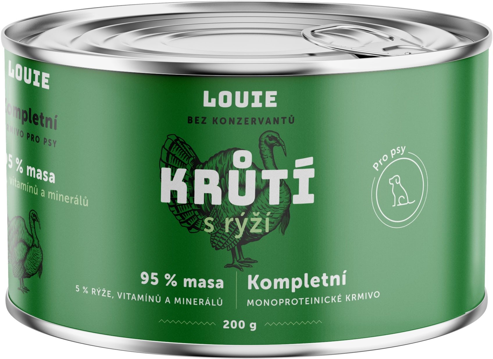 LOUIE Kompletní monoproteinové krmivo krůta (95%) s rýží (5%) 200 g
