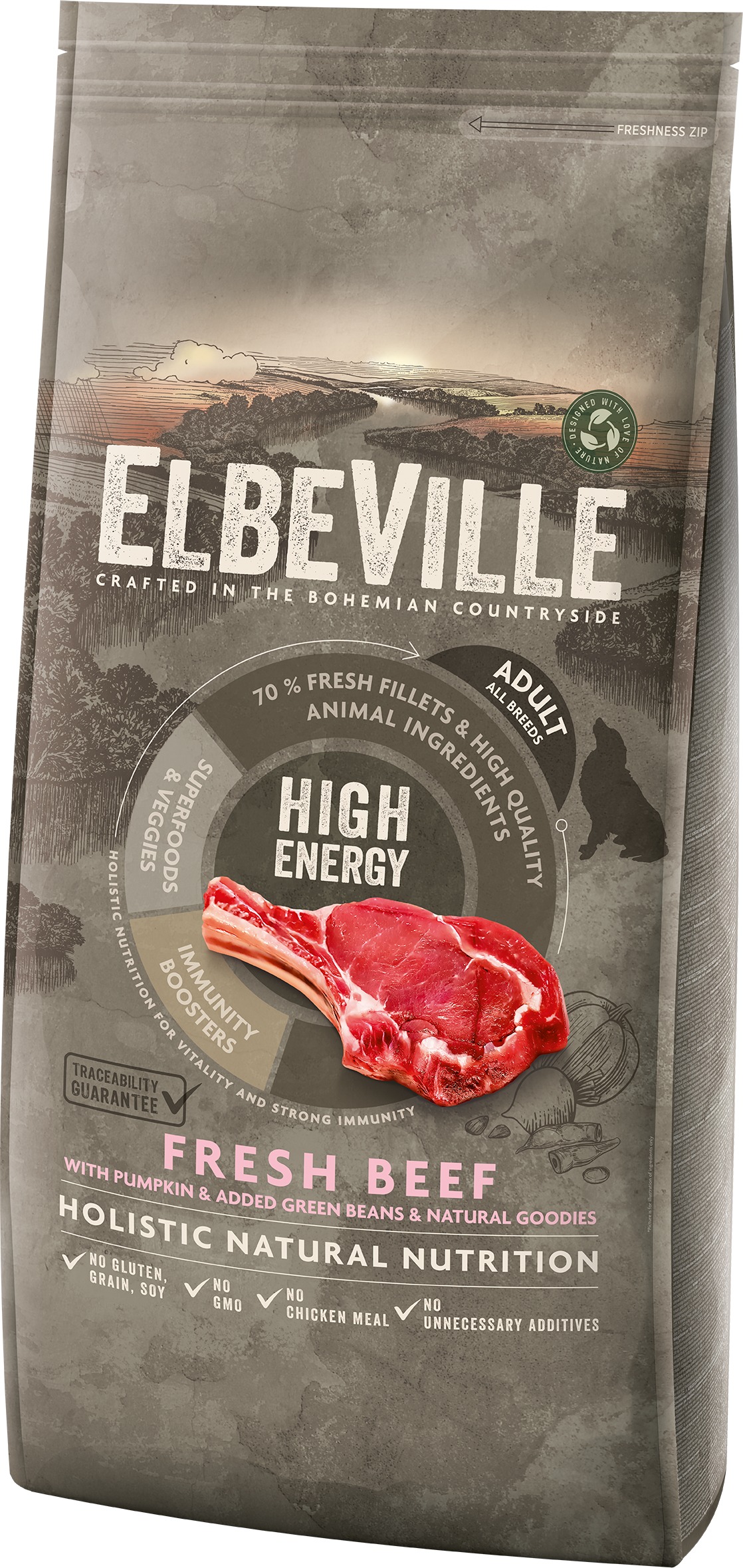 Elbeville Adult All Breeds High Energy Fresh Beef 11,4 kg