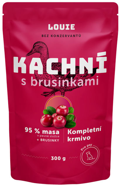 LOUIE kapsička kachní (95% v pevné složce) s brusinkami, vitamíny a minerály 300 g