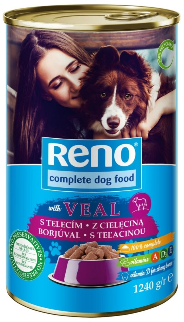 Reno konzerva pro psa s telecím 1240 g