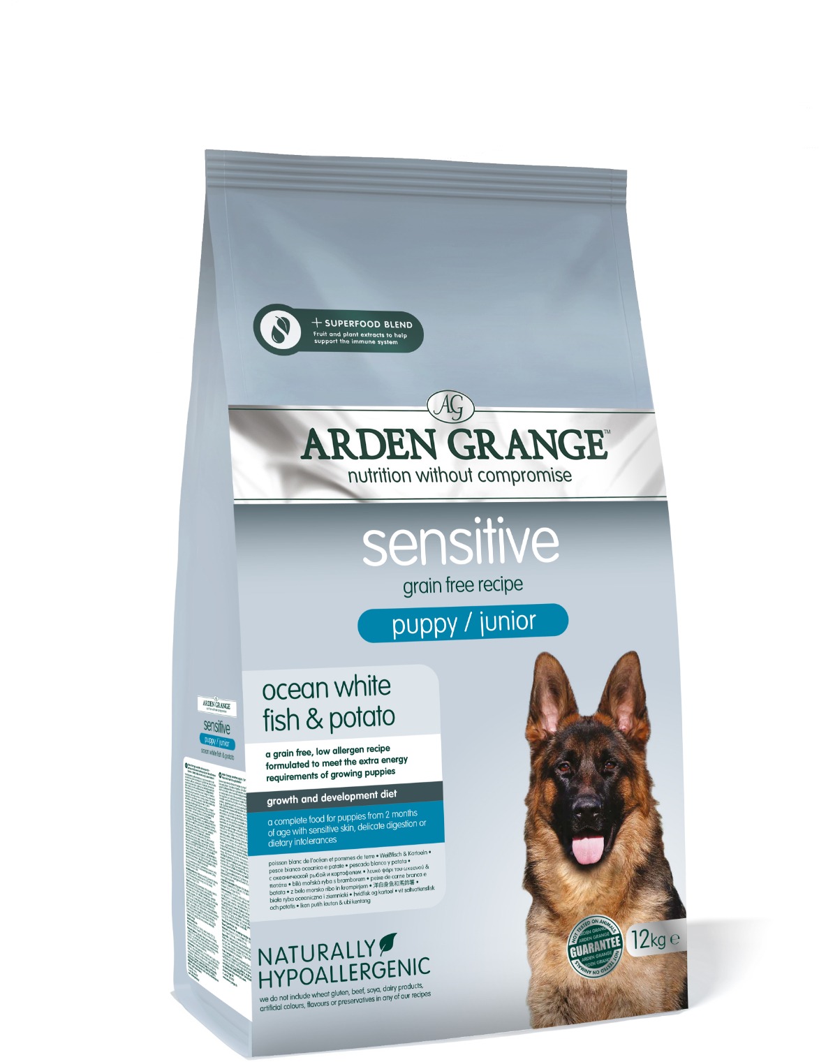 Arden Grange GF Dog Puppy Sensitive White Fish & Potato 12 kg