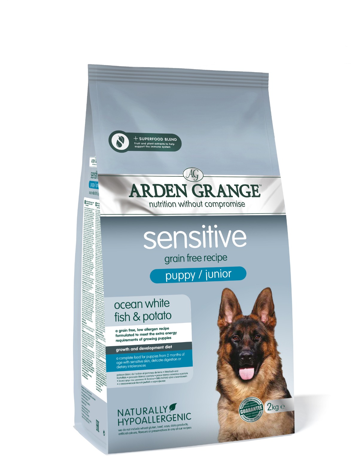 Arden Grange GF Dog Puppy Sensitive White Fish & Potato 2 kg
