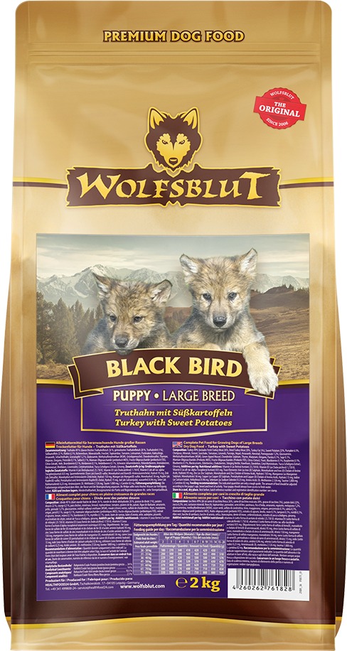 Wolfsblut Dog Large Breed Puppy Black Bird krůta s batáty 2 kg