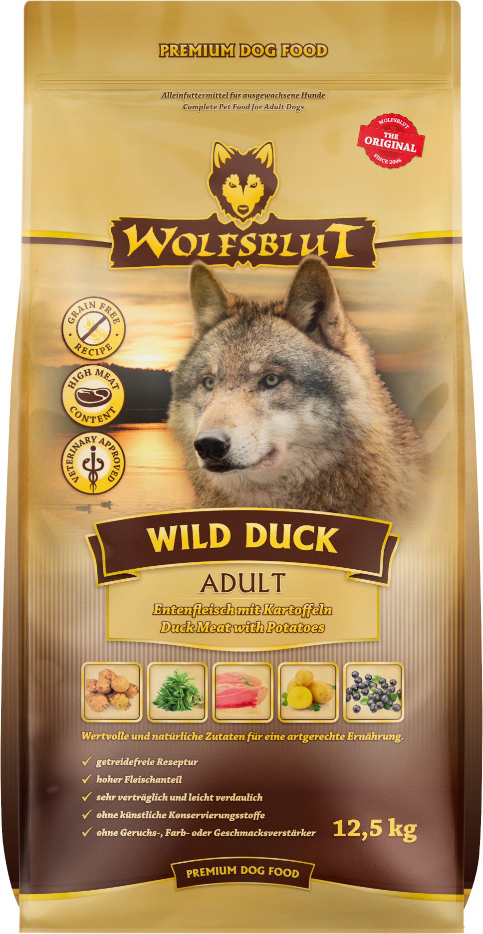 Wolfsblut Dog Adult Wild Duck kachna s bramborami 12,5 kg