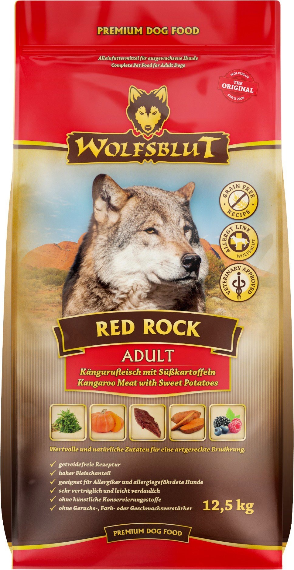 Wolfsblut Dog Adult Red Rock klokan s dýní a batáty 12,5 kg