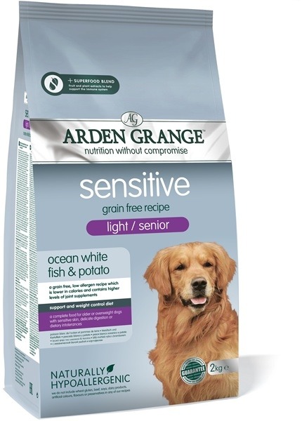 Arden Grange GF Dog Senior Sensitive Light White Fish & Potato 2 kg