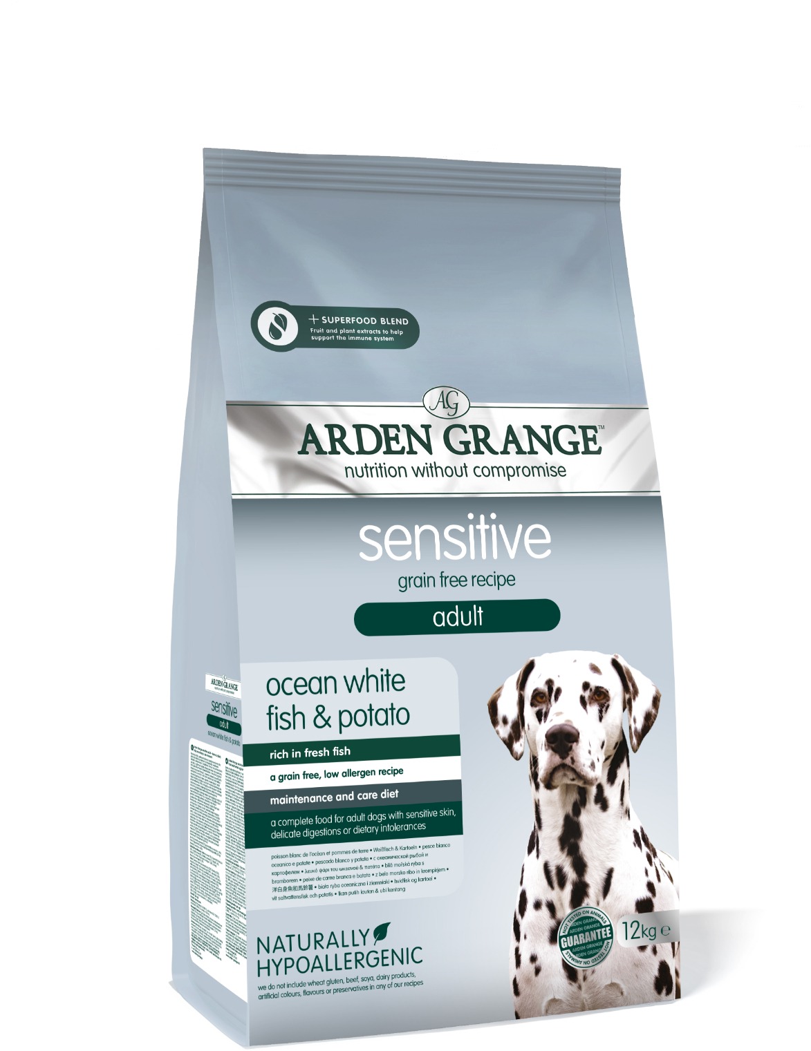 Arden Grange GF Dog Adult Sensitive White Fish & Potato 12 kg