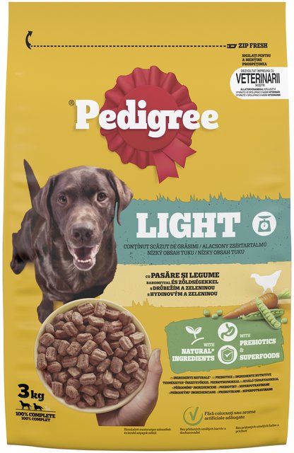 Pedigree Light granule s drůbežím a zeleninou pro dospělé psy M/L 3 kg