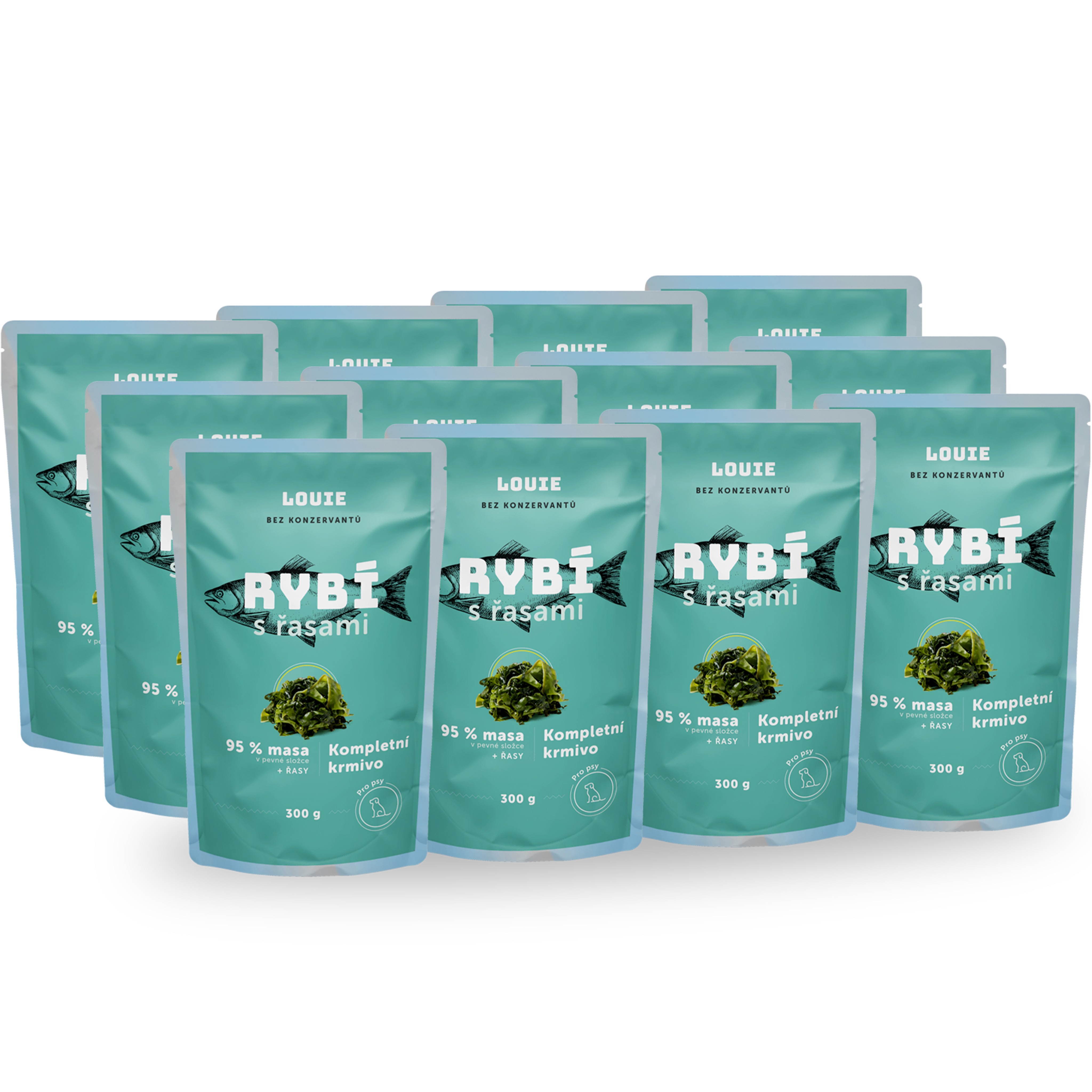 LOUIE balení kapsiček rybí s řasami, vitamíny a minerály 12 × 300 g