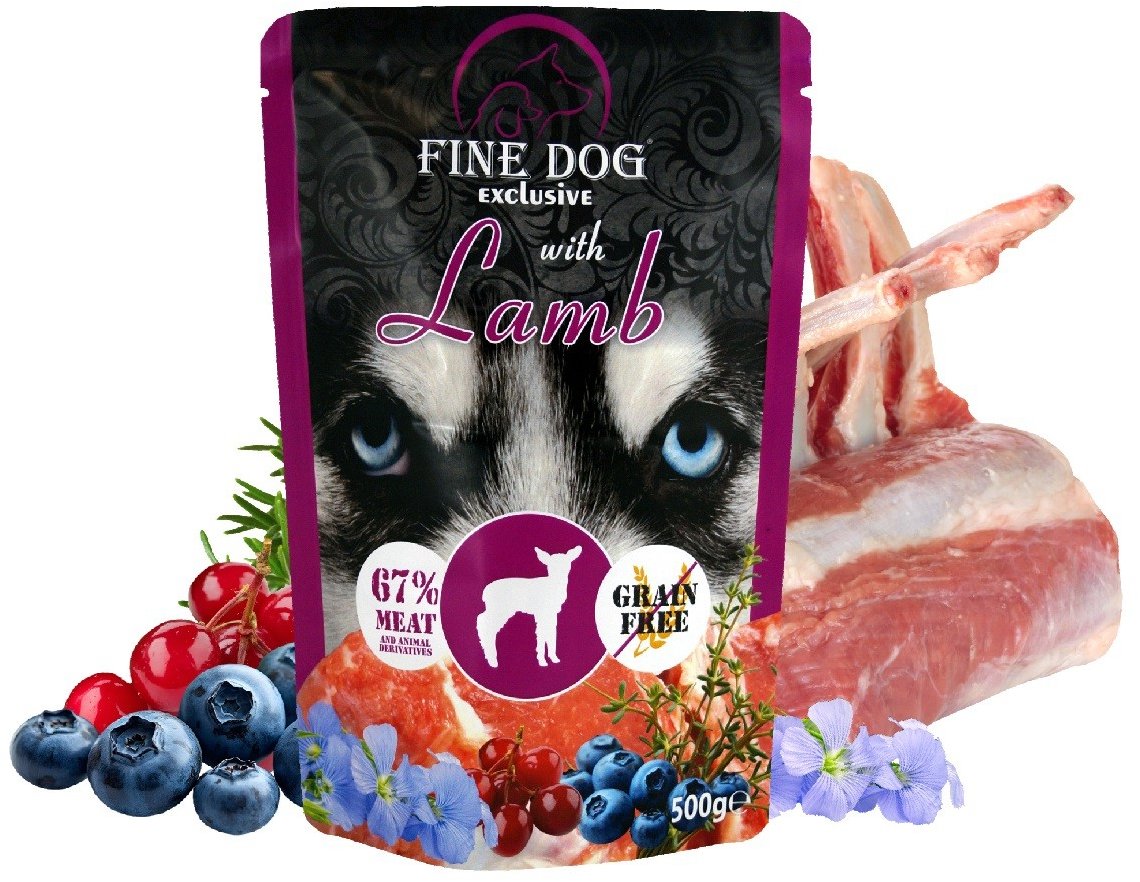 Fine Dog XXL kapsa pro psy s jehněčím 10 × 500 g