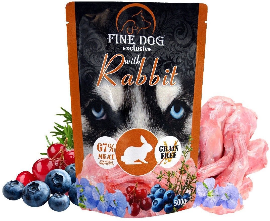 Fine Dog XXL kapsa pro psy s králikem 10 × 500 g