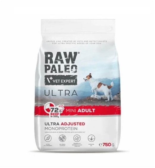 Raw Paleo Ultra Beef Granule s hovězím masem pro dospělé psy malých plemen 750 g