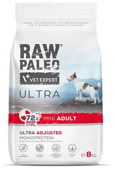 Raw Paleo Ultra Beef Granule s hovězím masem pro dospělé psy malých plemen 8 kg