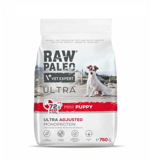 Raw Paleo Ultra Beef Granule s hovězím masem pro štěňata malých plemen 750 g