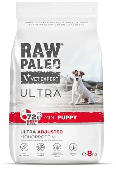 Raw Paleo Ultra Beef Granule s hovězím masem pro štěňata malých plemen 8 kg