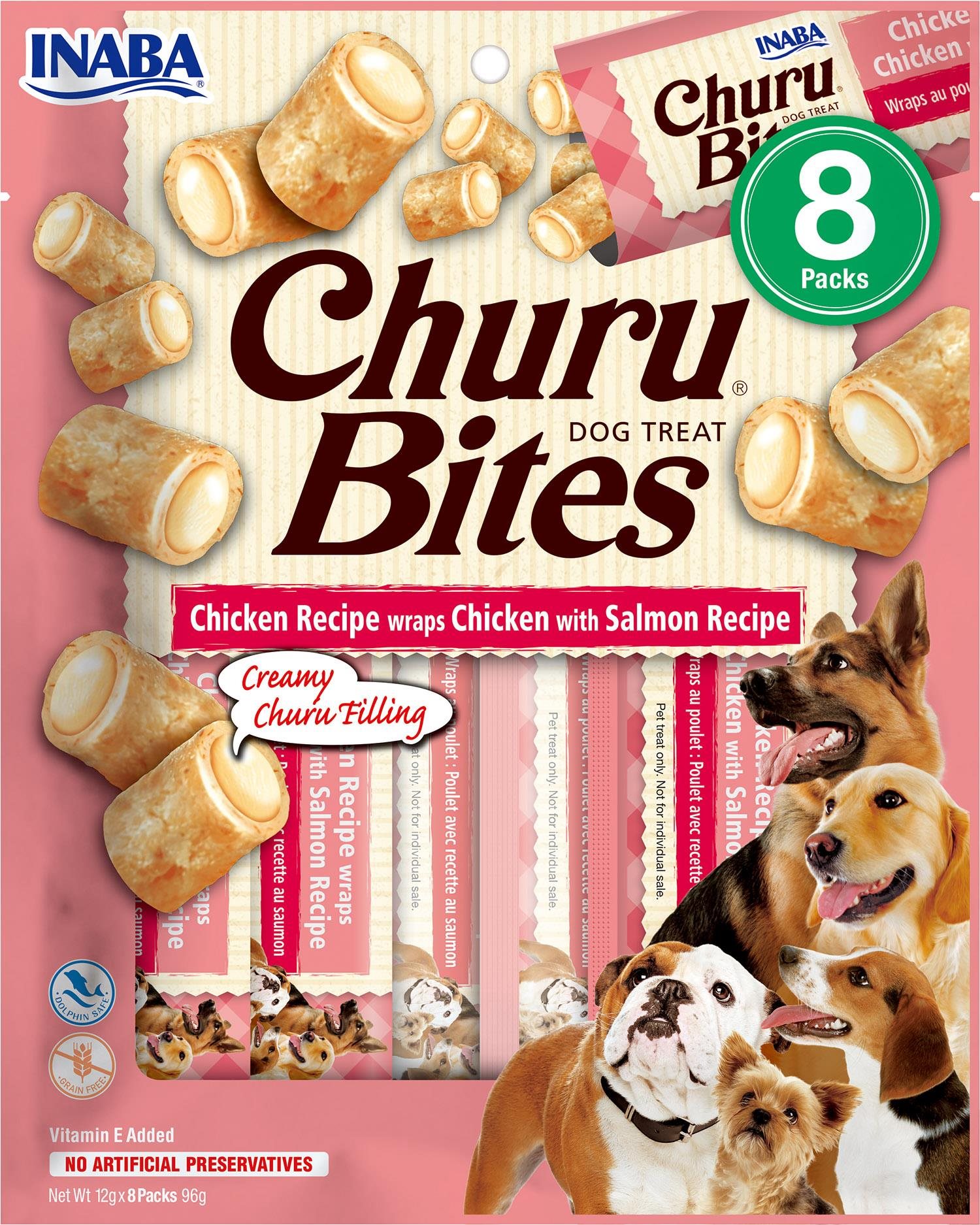 Inaba Churu Dog Bites kuřecí kousky s lososem 8 × 12 g