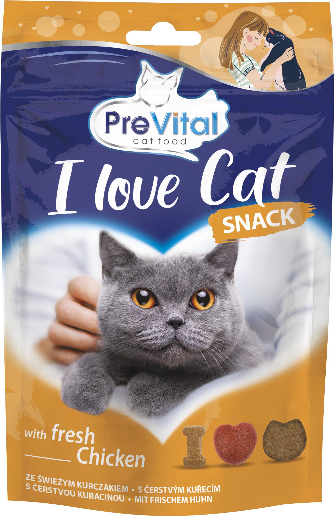PreVital Snack I Love Cat s čertvým kuřecím 60 g