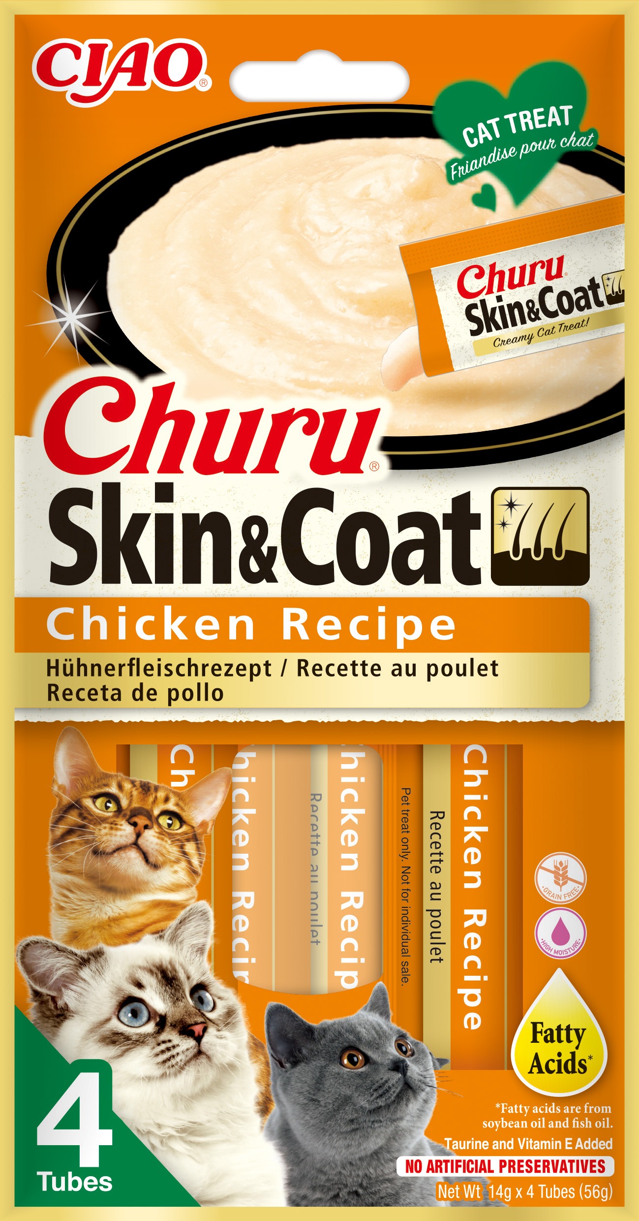Ciao Churu Cat Skin & Coat Kuřecí pro krásnou srst 4 × 14 g