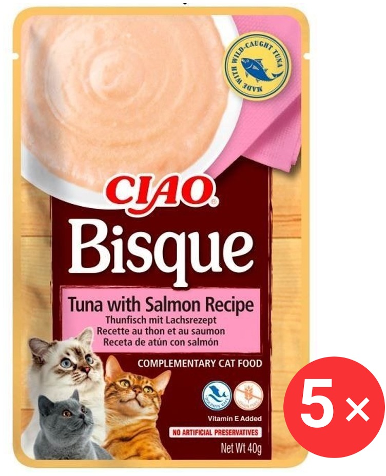 Ciao Churu Cat Bisque Tuňákovo-lososové pyré 5 × 40 g