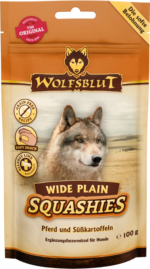 Wolfsblut Dog Squashies Wide Plain měkké kuličky s koninou 100 g