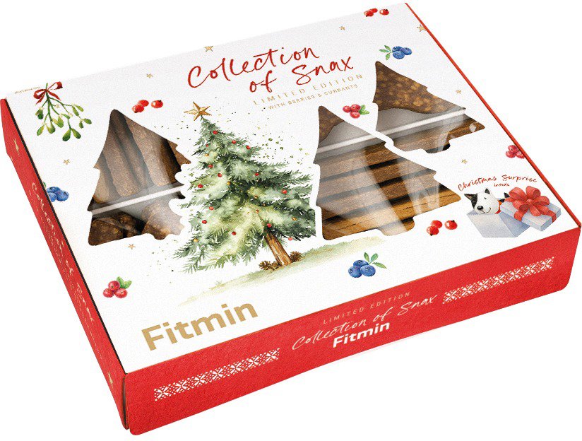 Fitmin Purity Snax Vánoční kolekce pochoutek pro psy 450 g + porcelánová ozdoba pes 50 g