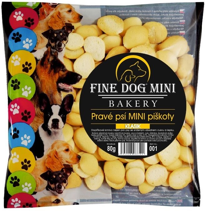 Fine Dog mini bakery piškoty pro malá plemena psů 6 × 80 g klasik