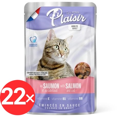 Plaisir Cat kapsička losos + treska 22 × 100 g