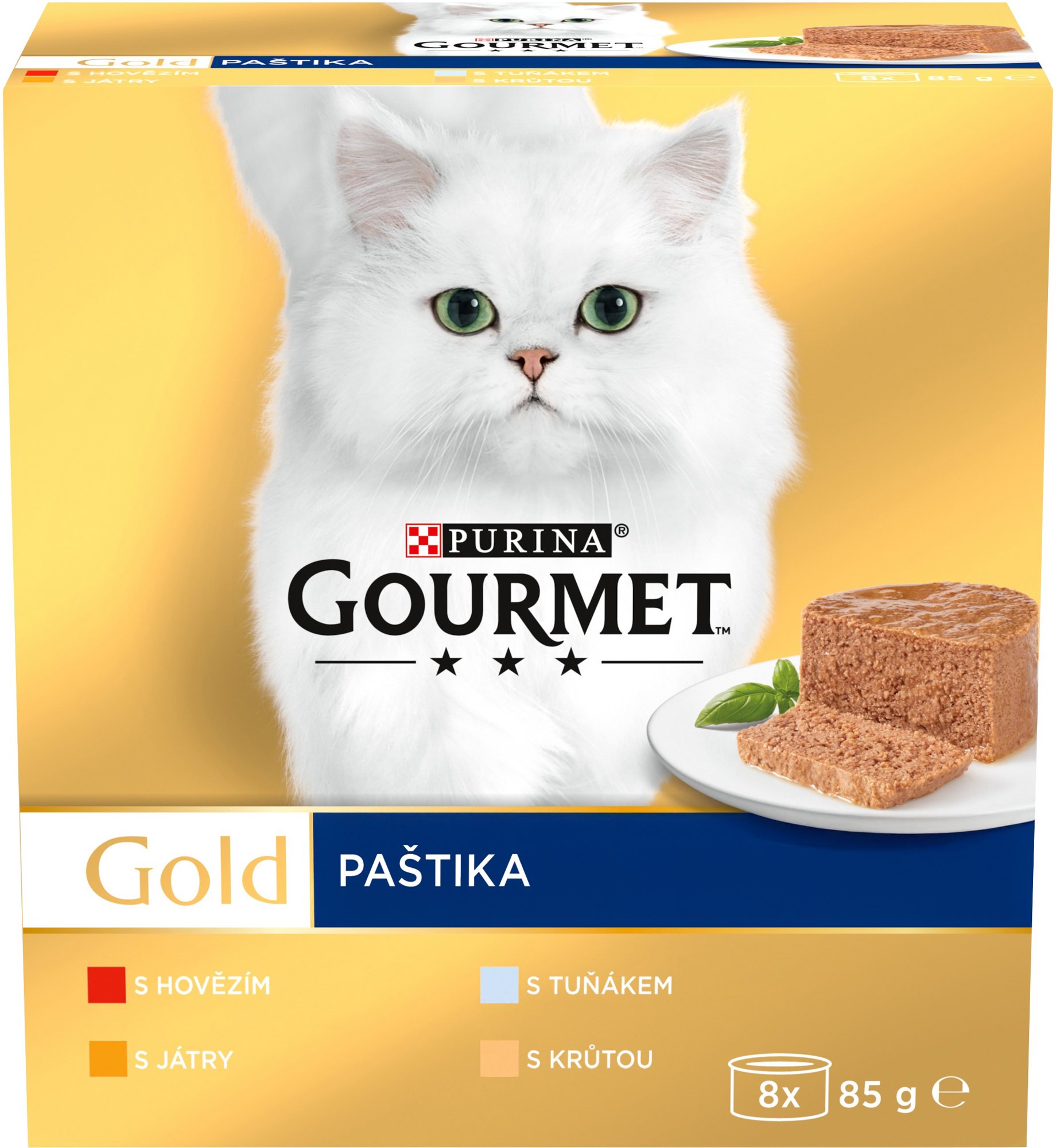 Gourmet Gold konzervy pro kočky tuňák, játra, krůta, hovězí paštika 8x85 g