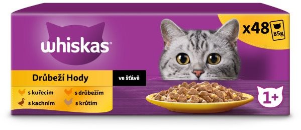 Whiskas kapsičky drůbeží výběr ve šťávě pro dospělé kočky 48 × 85 g
