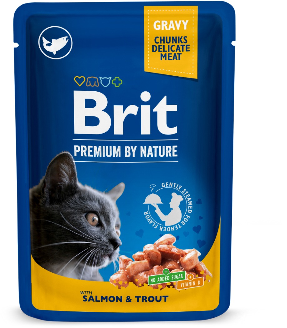 Brit Premium by Nature Cat Pouch with Salmon & Trout 100 g