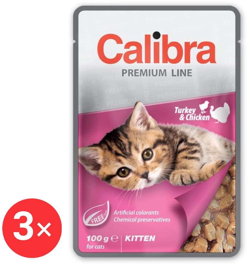 Calibra Cat Premium Kapsička pro koťata Krůta & Kuře 3 × 100 g