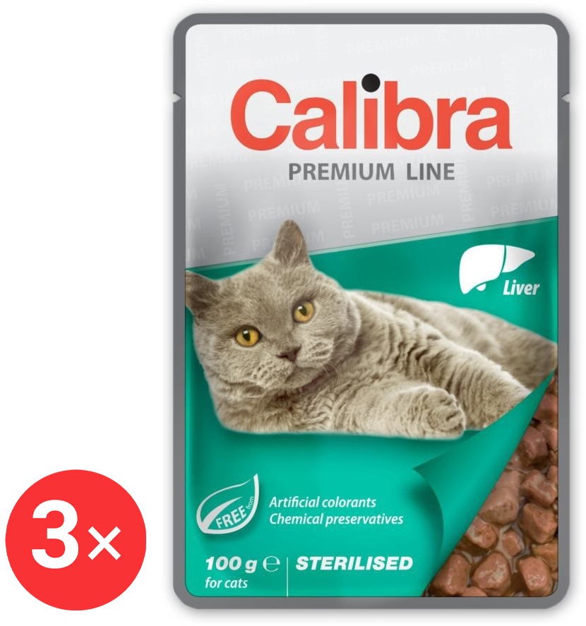 Calibra Cat Premium Kapsička pro kastrované kočky s játry 3 × 100 g