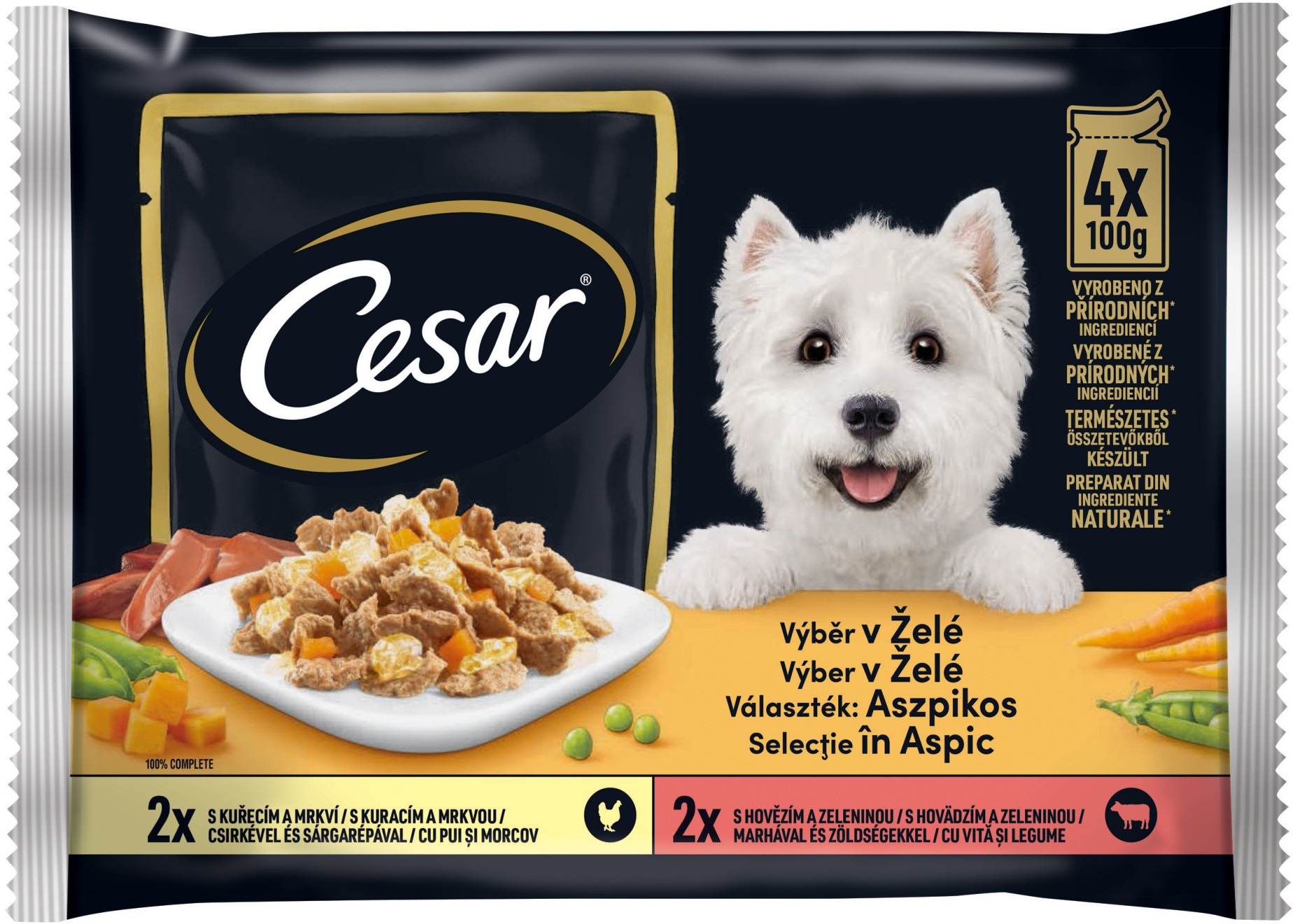 Cesar kapsička masový výběr v želé pro dospělé psy 4 × 100 g