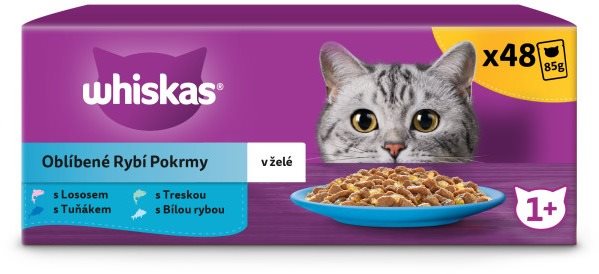 Whiskas kapsičky oblíbené rybí pokrmy v želé pro dospělé kočky 48 × 85 g