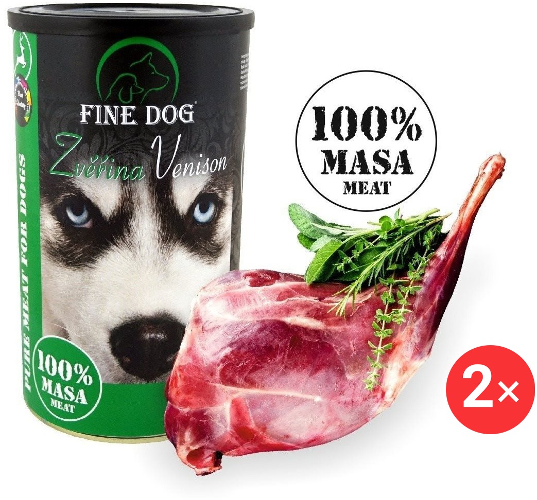 Fine Dog konzerva zvěřina 100 % masa 2 × 1200 g