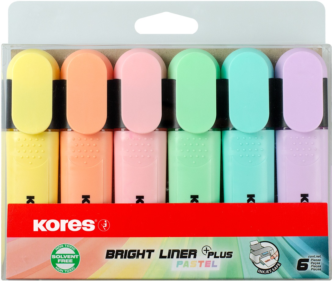 KORES BRIGHT LINER PLUS PASTEL sada 6 barev