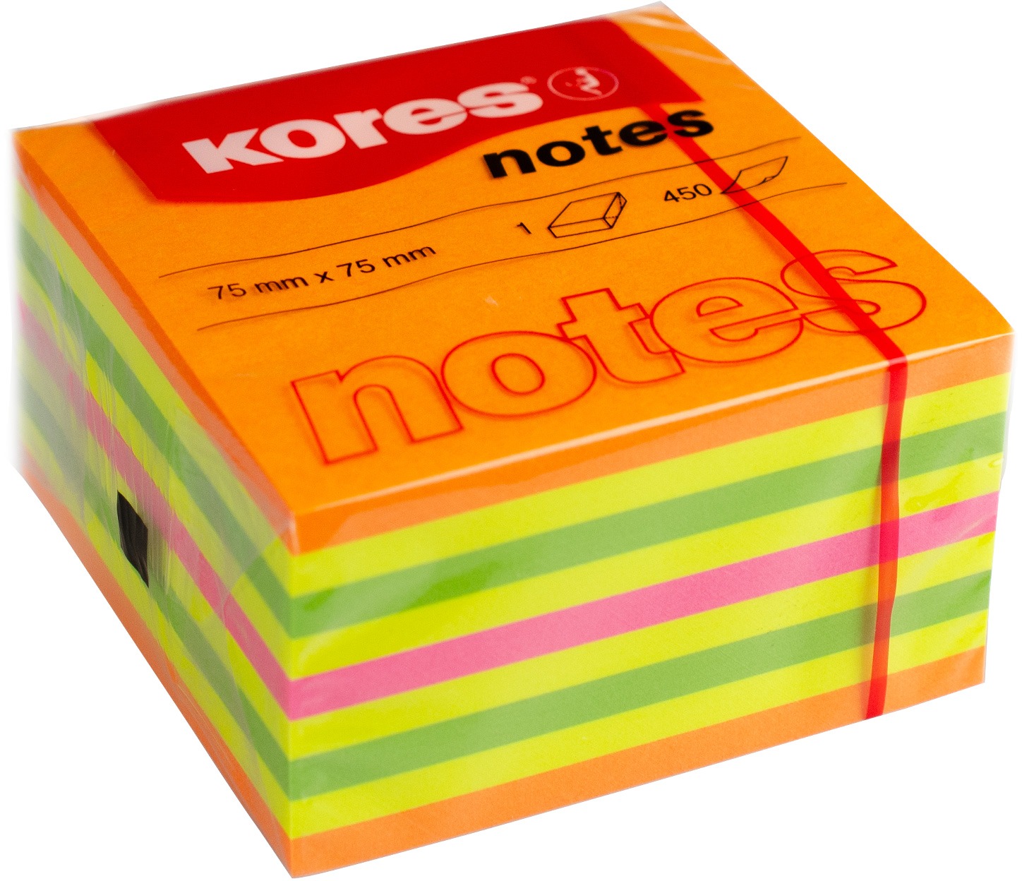 KORES CUBO Summer 75 x 75 mm, 450 lístků, neonový mix