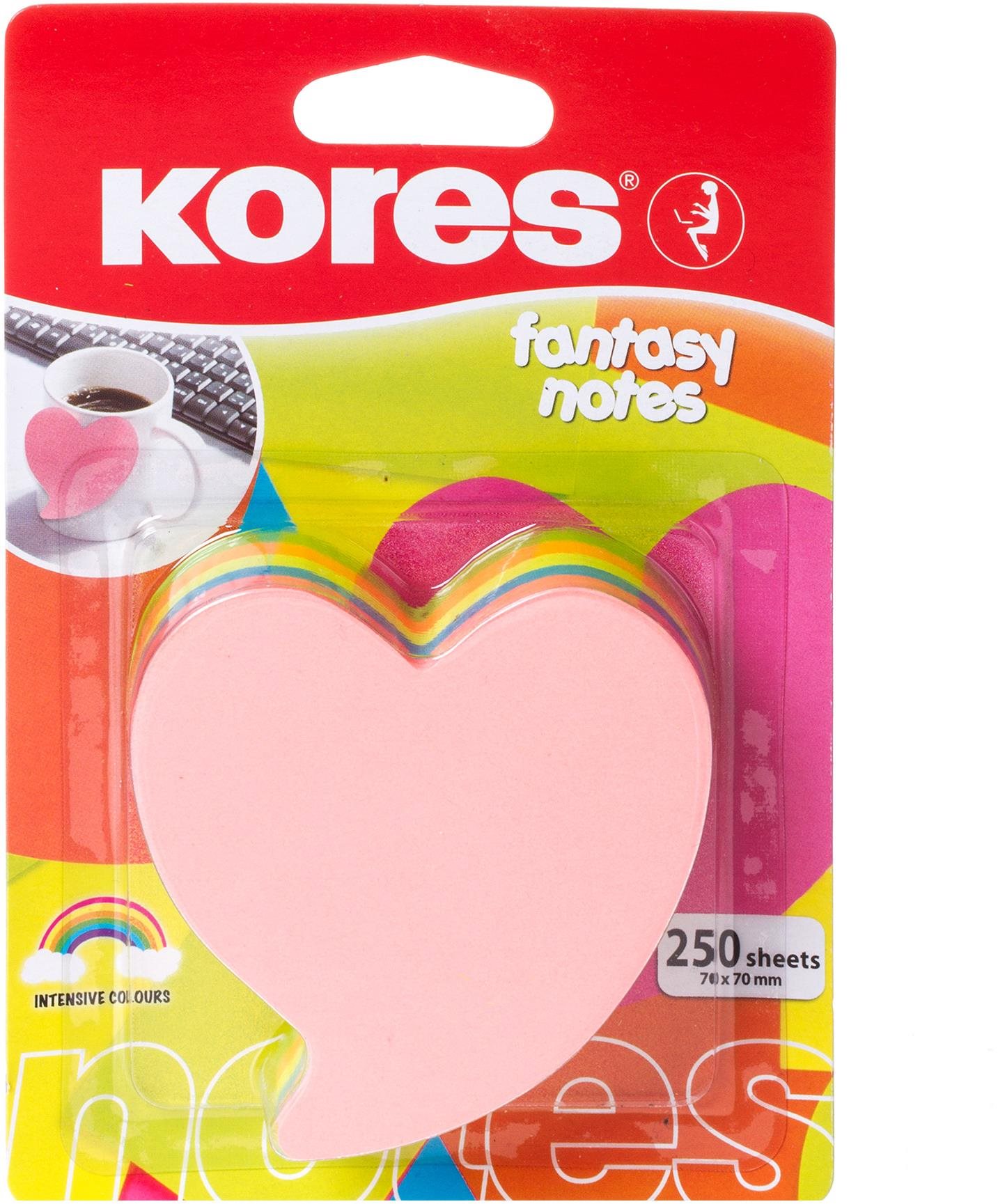KORES "HEART" tvar srdce  70 x 70 mm, 250 lístků