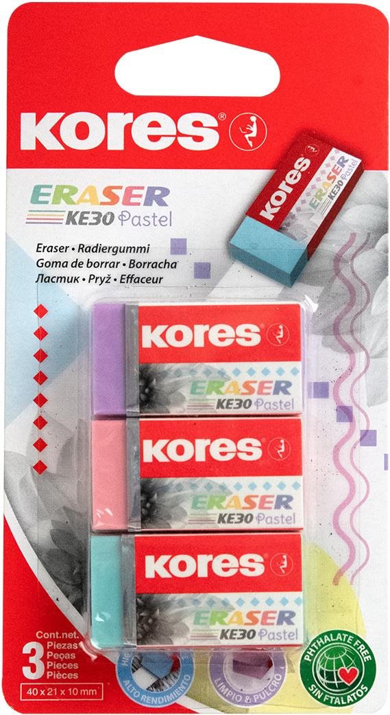 KORES KE30 40 x 21 x 10 mm, barevný mix pastel - balení 3 ks