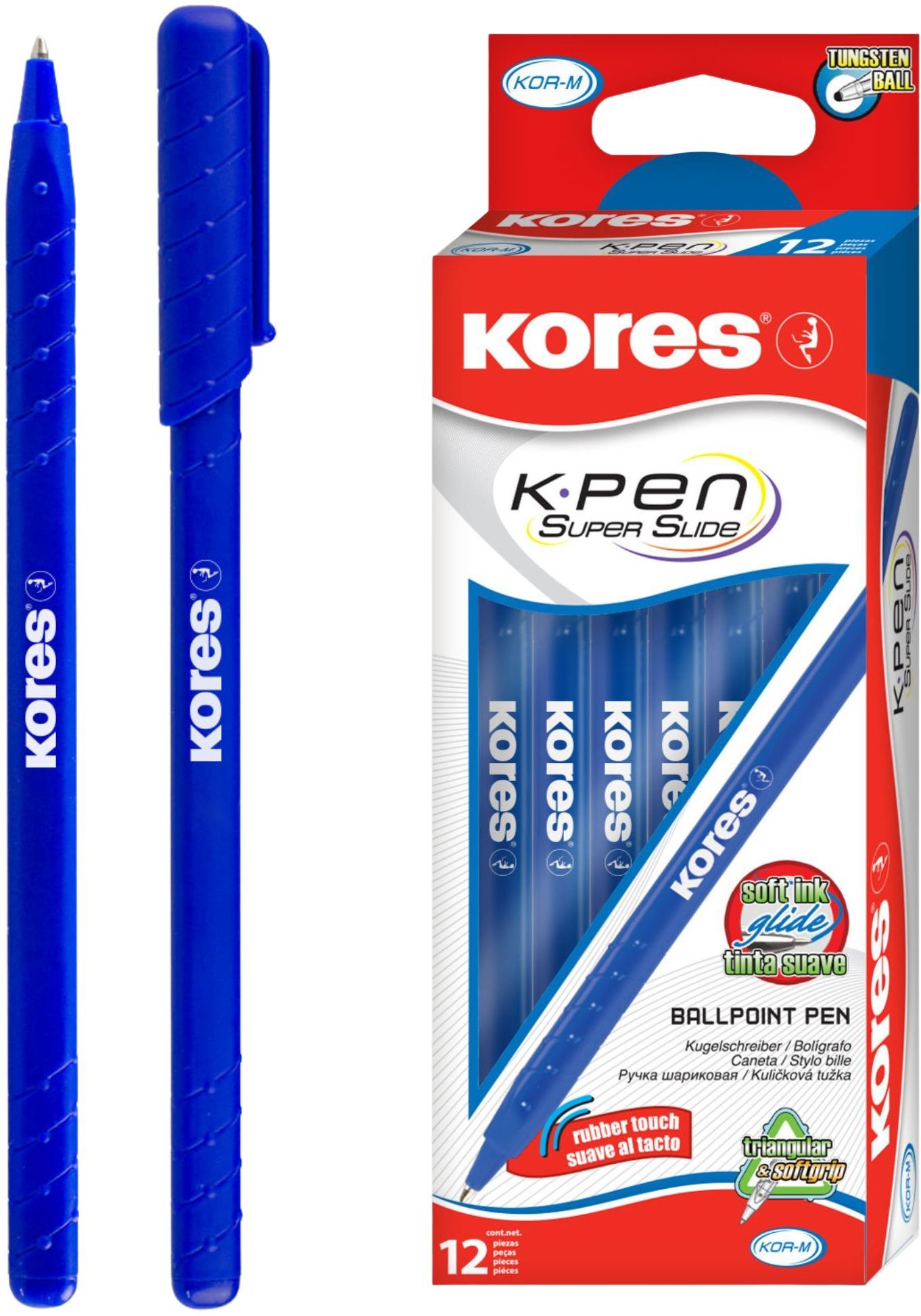 KORES K0 Pen M - 1 mm, modré - balení 12 ks