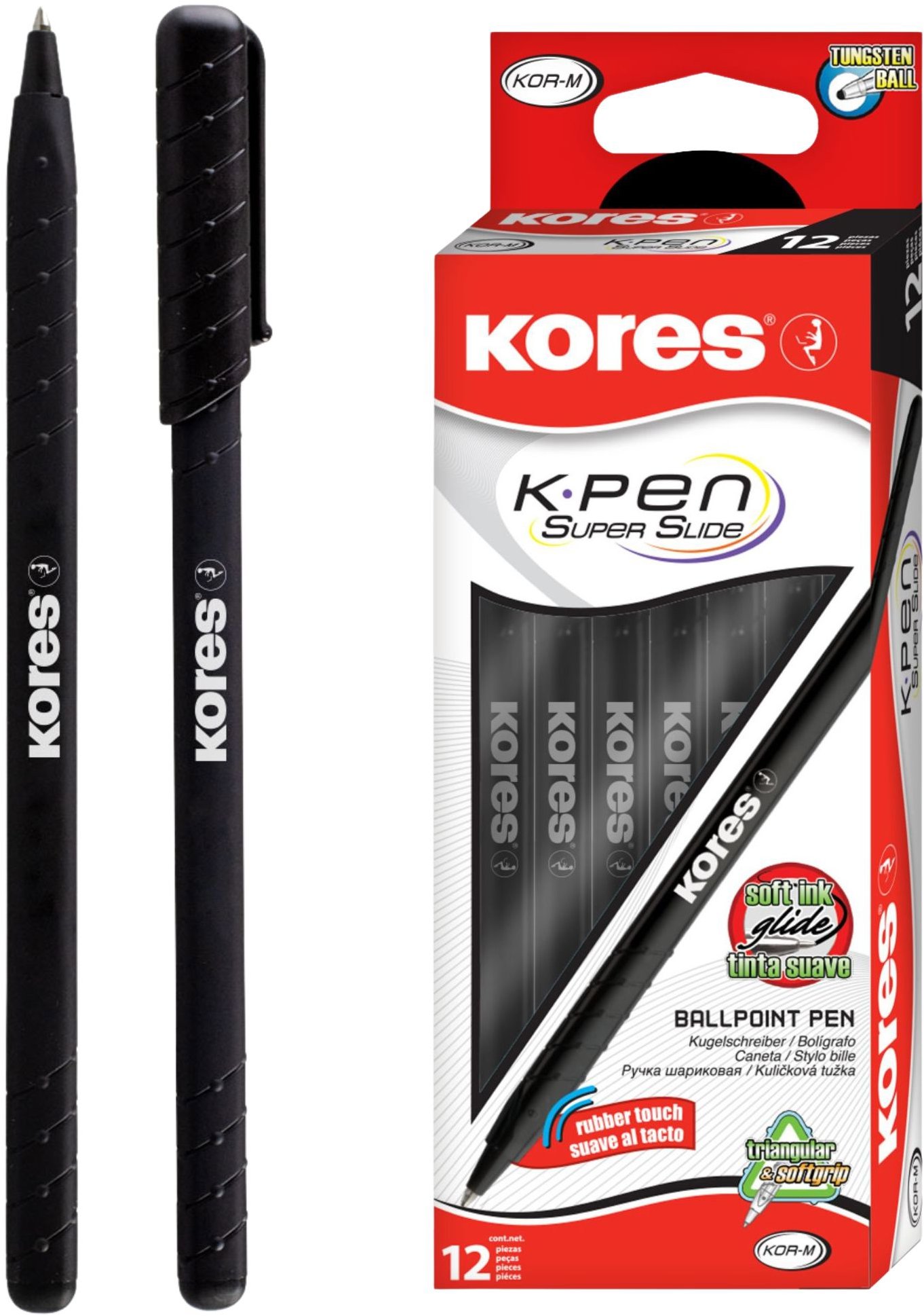 KORES K0 Pen M - 1 mm, černé - balení 12 ks