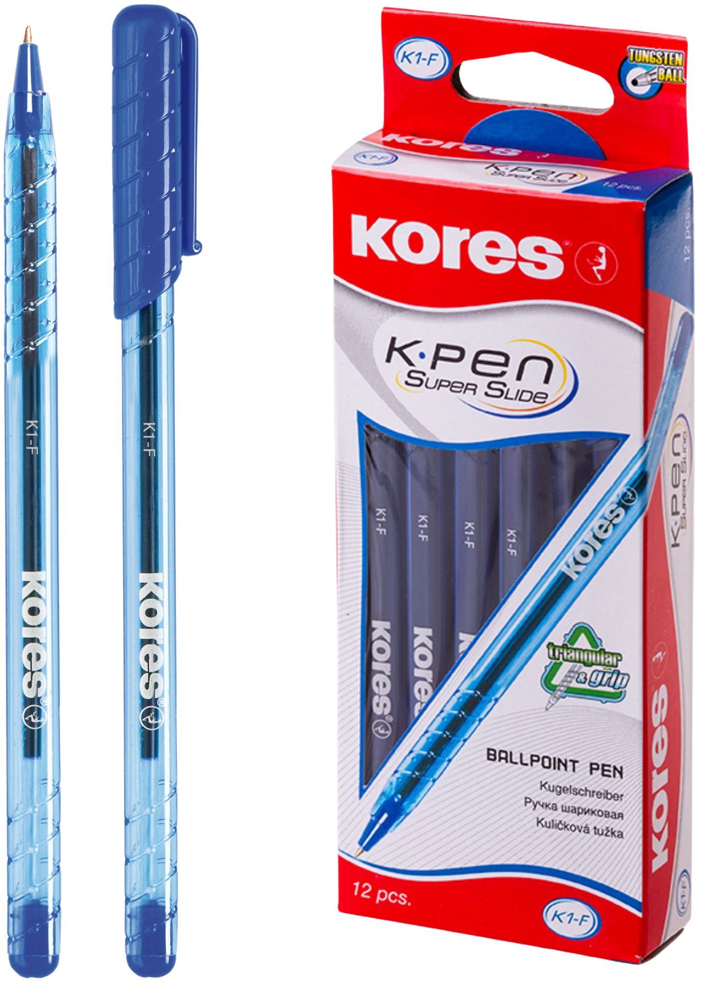 KORES K1 Pen F - 0.7 mm, modré - balení 12 ks
