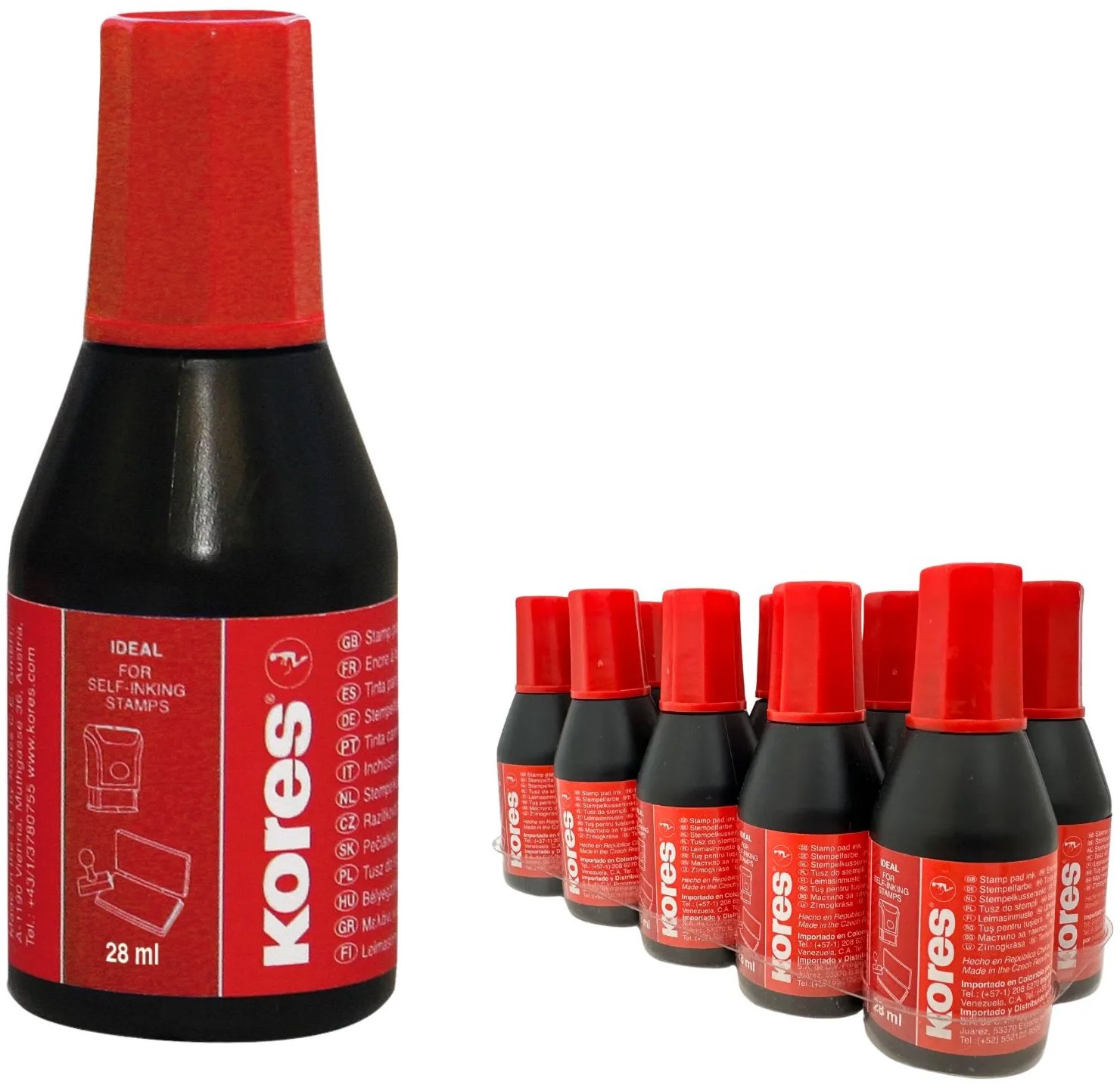 KORES 28 ml červená - balení 10 ks