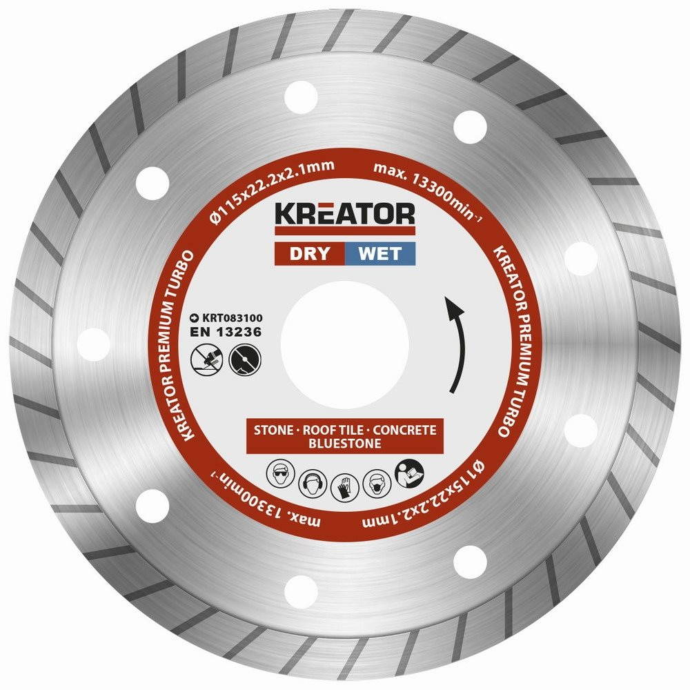 KREATOR Diamantový kotouč celoobvodový 115mm PREMIUM TURBO KRT083100