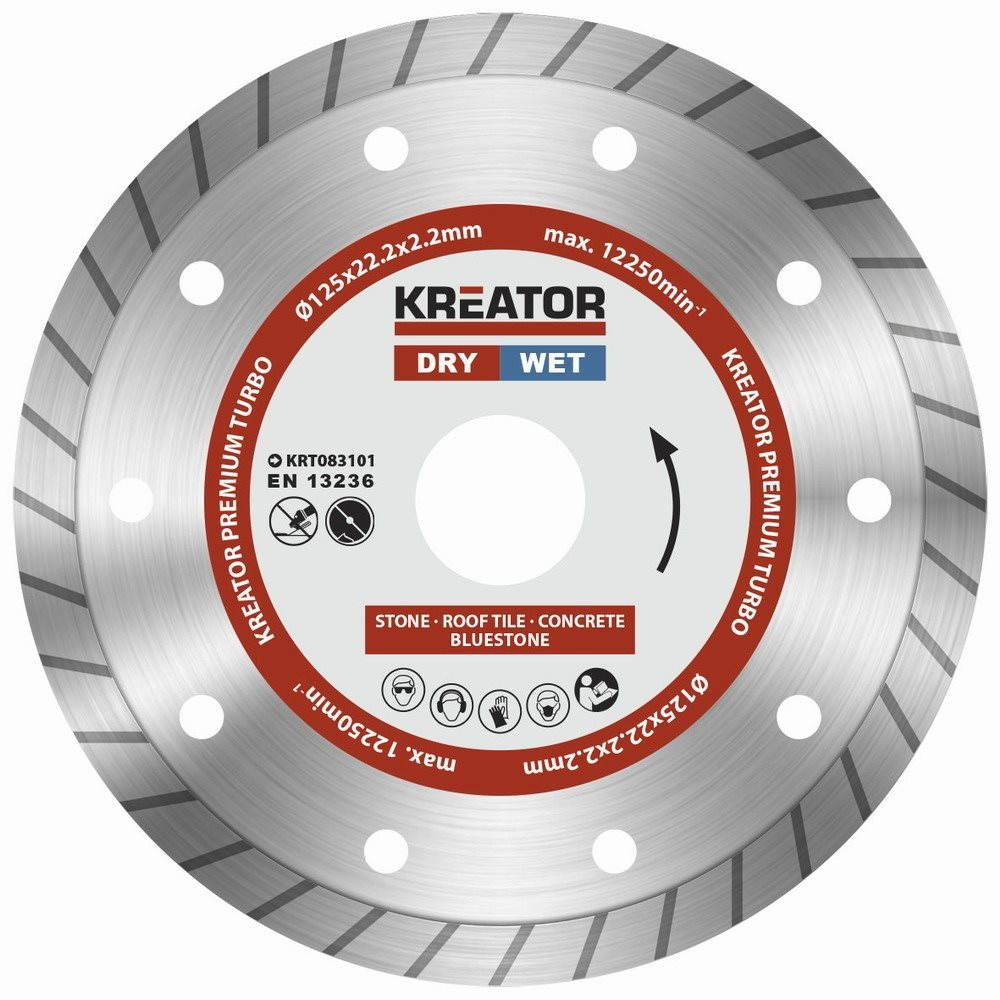 KREATOR Diamantový kotouč celoobvodový 125mm PREMIUM TURBO KRT083101