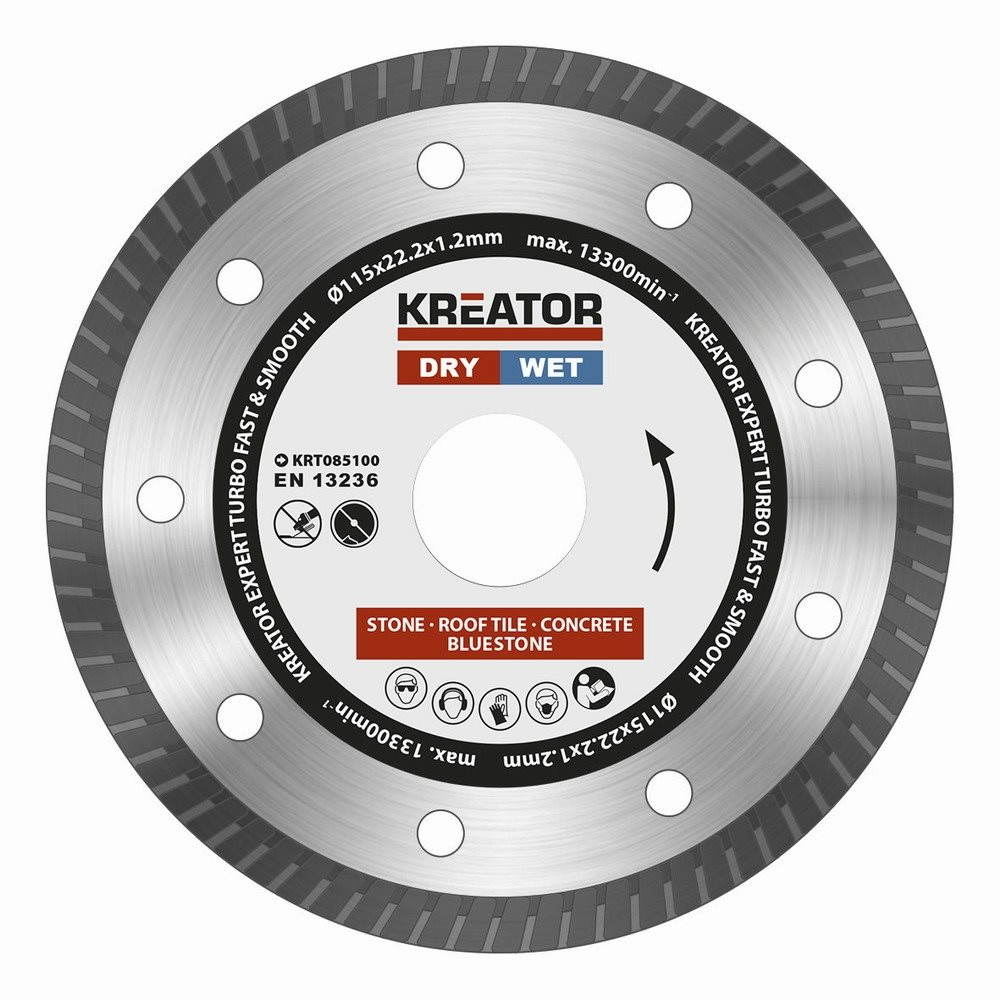 KREATOR Diamantový kotouč celoobvodový 115mm EXPERT TURBO KRT085100