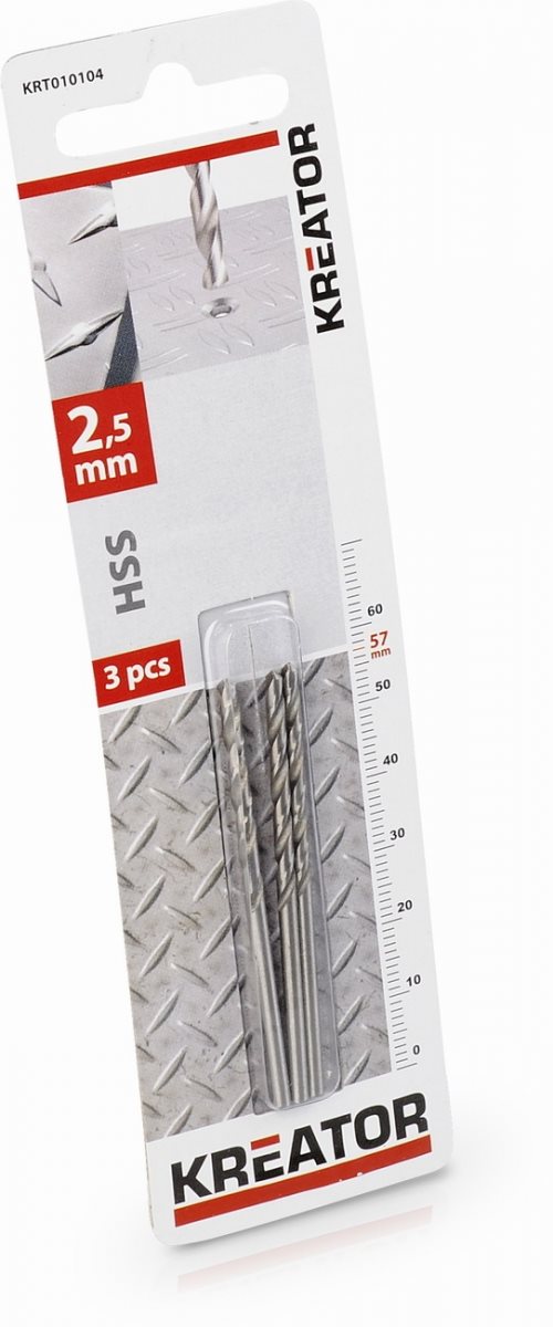 KREATOR 3ks HSS vrták do kovu 2,5x57 mm KRT010104