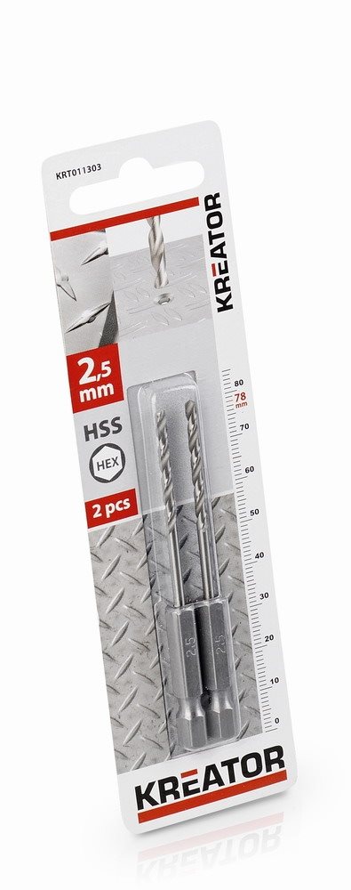 KREATOR 2 ks HSS Vrtáků do kovu HEX 45779 x 78 mm KRT011303